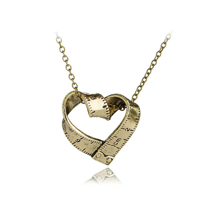 Vintage Heart-Shaped Measuring Tape Pendant Necklace