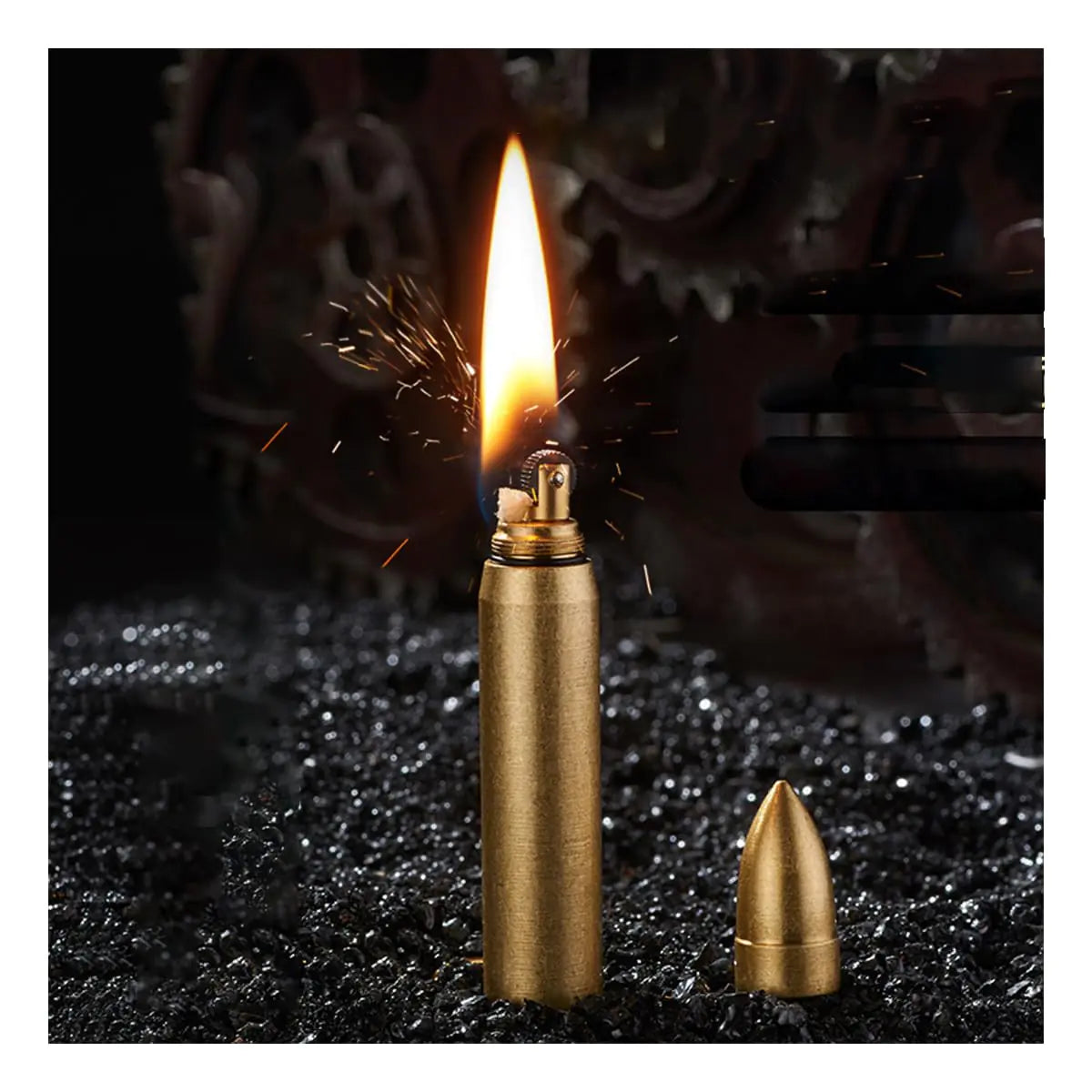 1pc Butane Torch Lighter Fuel Refill Lighter and Set Strong Flame Windproof Lighter for Men Lighter Creative Lighter Kerosene Pure Copper Lighter Personalized Retro Wheel Lighter Pendant (no Gas)